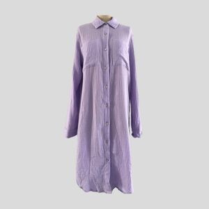 Magaschoni Lavendar Organic Cotton Long Sleeve Casual Shirt Dress NWOT S